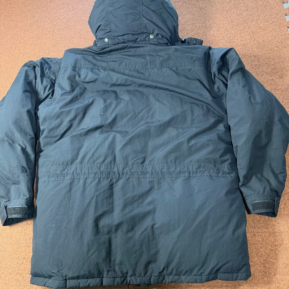 The North Face Mens Vintage Mountain Parka Jacket Black Down Fill Large Hooded
